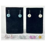(5) Pair Honora .925 Sterling Silver Cultured