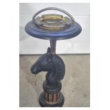 Horse Bust Standing Ashtray With Glass Ashtray