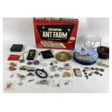 Ant Farm, Jewelry, Coins, Lighthouse Tin