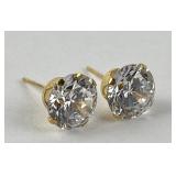 Pair 10k gold & CZ earrings total weight 1.67