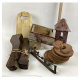 Decorative Wooden Items Including Wagon