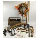 Decorative Wreath, Rustic Decor, Wooden Tools, Hol