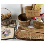 Wicker Baskets, Rag Rugs, Embroidery Wall Art