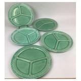 MCM Green Glazed Ceramic Divided Plates