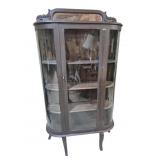 Wood Curio Cabinet With Curved Glass Side Panels