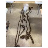 Heavy Chains, Hooks, Metal Rod, Bucket