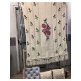 Crochet Blanket With Floral Design, Embroidered Pi