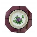 Boehm Angel Face Rose Plate With Stained Glass Fra