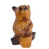 Carved Wood Bear with pot of Honey