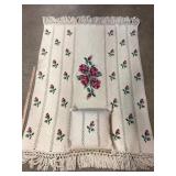 Crocheted Blanket With Floral Design, Matching Pil