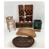 Rustic Farmhouse Items; Checkered Cutting Board, D