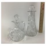 Cut Glass Decanter, Pressed Glass Cruet With Stop
