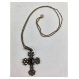 .925 Stamped Cross Pendant With 1/20 14k GF Chain