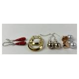 (5) pairs sterling earrings, one pair with