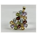 Sterling & multicolored gemstone pendant 5 grams