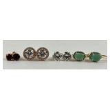 (4) pairs of sterling & stone earrings. 6.92