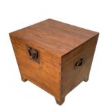 Wood chest with metal hardware