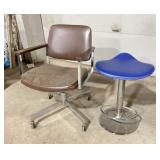 Blue saddle swivel adjustable stool