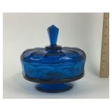 Viking Glass Bluenique Covered Candy Dish