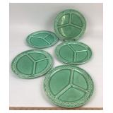 MCM Green Glazed Ceramic Divided Plates