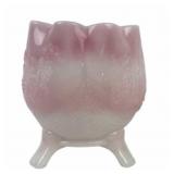 Fenton Pink Glass Rose Bowl With Three Legs