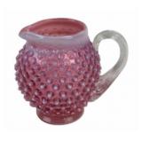 Fenton Pink Hobnail Glass Pitcher