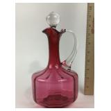 Cranberry Glass Decanter with Stopper