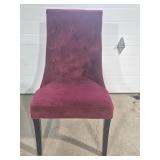 Red Velvet Upholstered Dining Chair With High