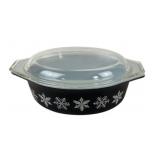 Pyrex Black Snowflake Casserole Dish With Lid