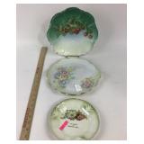 Hand-Painted Porcelain Plates With Floral, Cherry