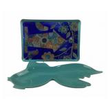 Ceramic Fish Platter, Painted Rectangular Tray