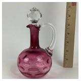 Cranberry Glass Cruet With Stopper