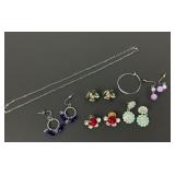 5 Pair Fashion Designer Earrings & Necklace