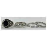 (4) sterling rings with stones, sizes 6, 6.75, 7,