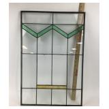 Stained Glass Panel With Green, Yellow Accents