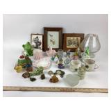 Ceramic Figurines, Glassware, Framed Art, Frogs, M