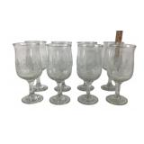 Libby Winter Scene Glass Goblets With Tree Design
