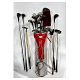 golf clubs, bags