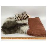 Burnt Orange Velvet Fabric, Faux Fur, Cat Print Te