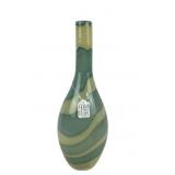 Hand-Blown Art Glass Vase With Swirled Design