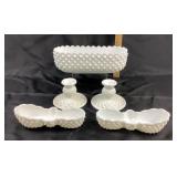 Hobnail Milk Glass Bowls, Candleholders