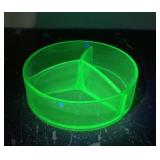 Green Uranium Glass Divided Dish