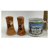 Alaska Souvenir Mug, Native Clay Salt/Pepper Shake