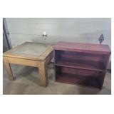 Wood End Table With Square Glass Center 28 in.