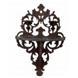 Ornate Carved Wood Folding Wall Shelf