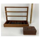 Wooden Jewelry Display Stand, Carved Wood Box