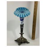 Silver-Plated Base With Glass Epergne Vase