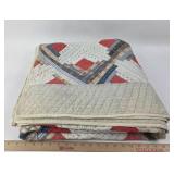 Hand-Stitched Log Cabin Quilt 69x78
