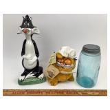 Sylvester Amaretto Flask, Garfield Plush, Mason Ja