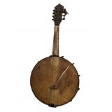 Wooden Banjo with Damaged Drumhead